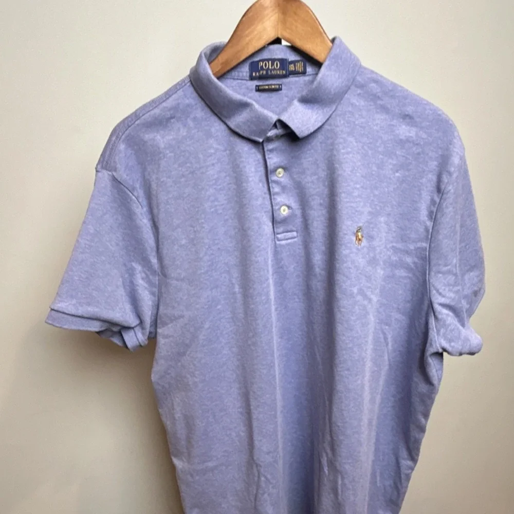 Polo‎ Ralph Lauren Men's XXL Light Blue Polo Shirt Custom Slim Fit Short Sleeve